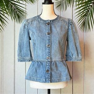 HINGE Denim Peplum Jacket Top – Anthropologie Exclusive – Size Small